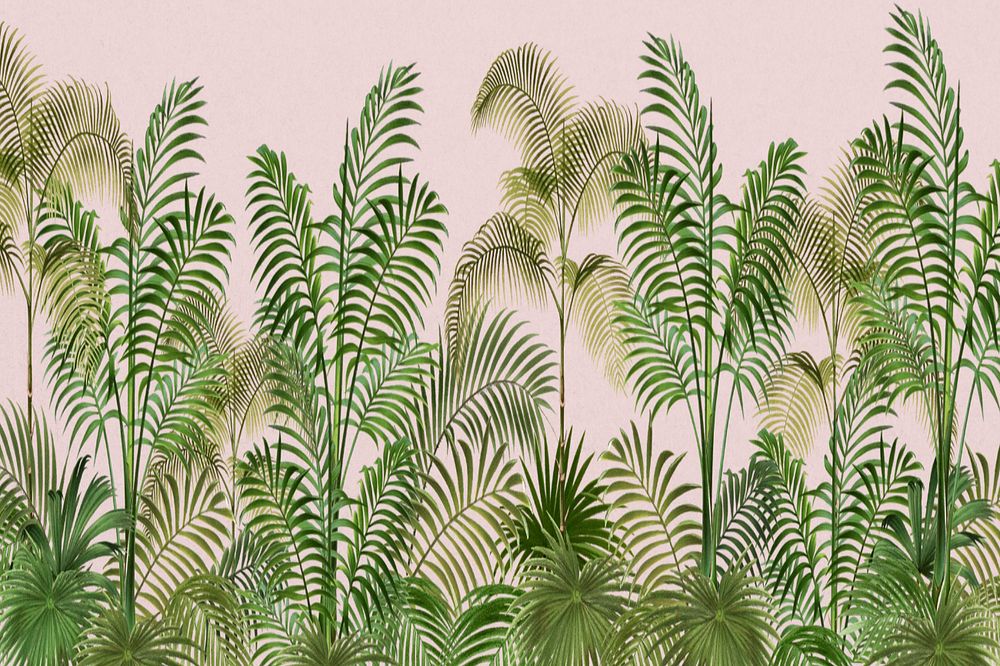 Tropical palm trees background, botanical border, editable design