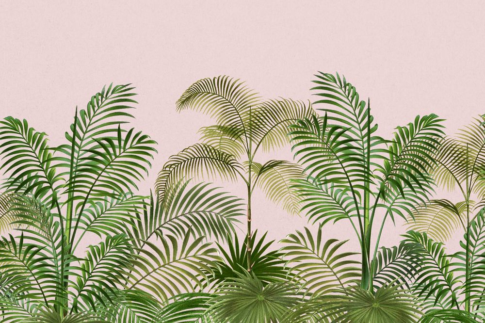 Tropical palm trees background, botanical border, editable design