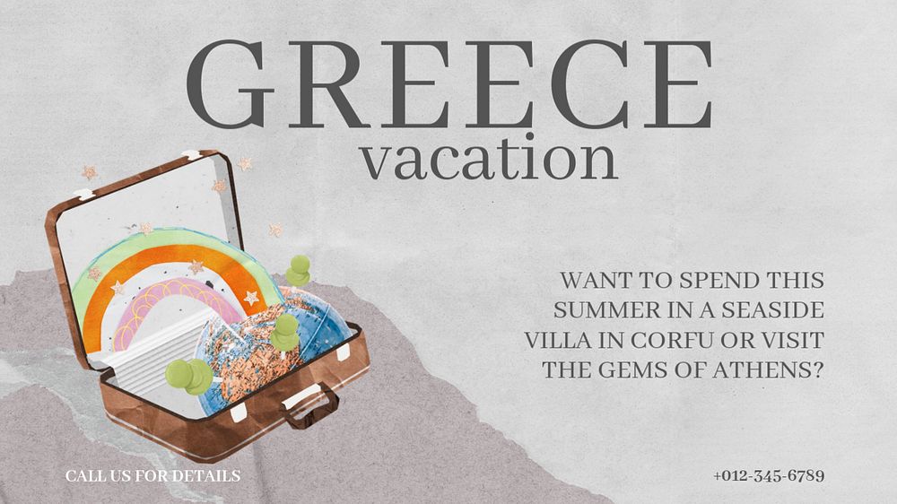 Greece travel agency banner template, editable design