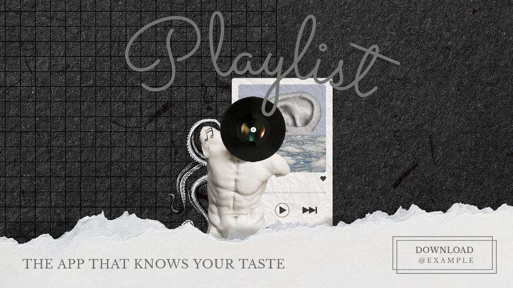 Music playlist Facebook cover template, editable design