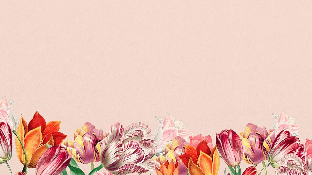 Pink exotic flowers phone wallpaper, colorful botanical border background, editable design