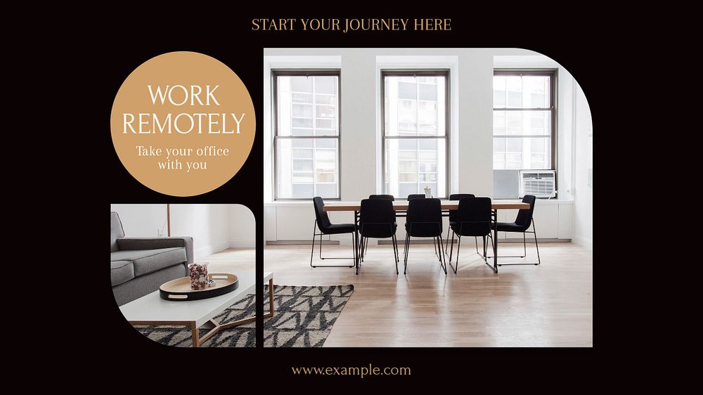 Remote working blog banner template, editable text & design