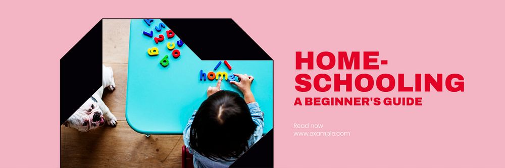Home school children email header template, editable design
