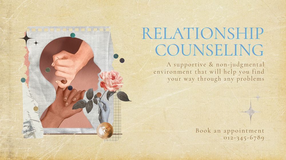 Relationship counseling Facebook cover template, editable design