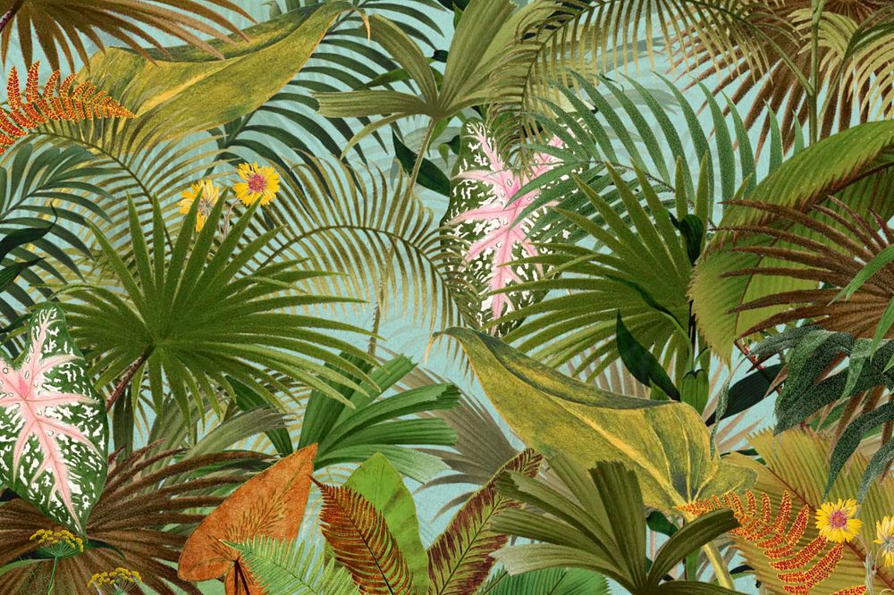 Tropical palm trees background, leaf illustration, editable design