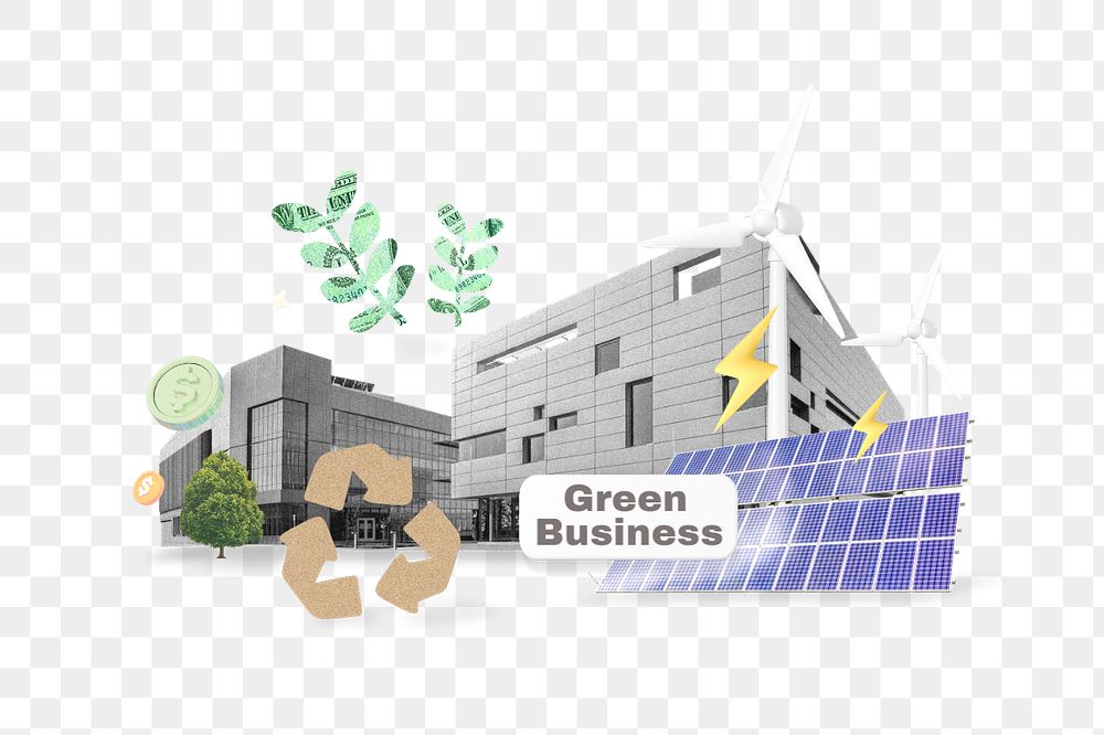 Green business png word, environment remix