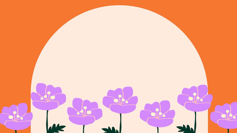 Cute flower frame desktop wallpaper, beige arch shape, HD wallpaper, editable design