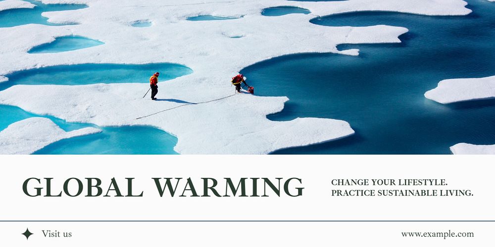 Global warming Twitter ad template, editable text & design