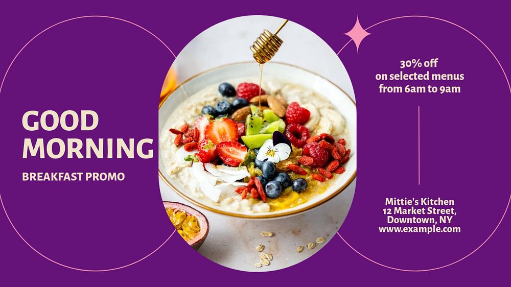 Good morning, breakfast blog banner template, editable design