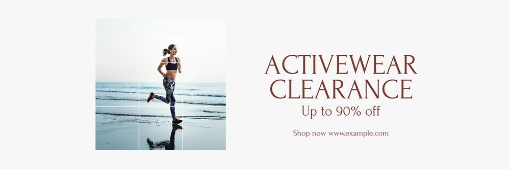 Activewear clearance sale email header template, editable design