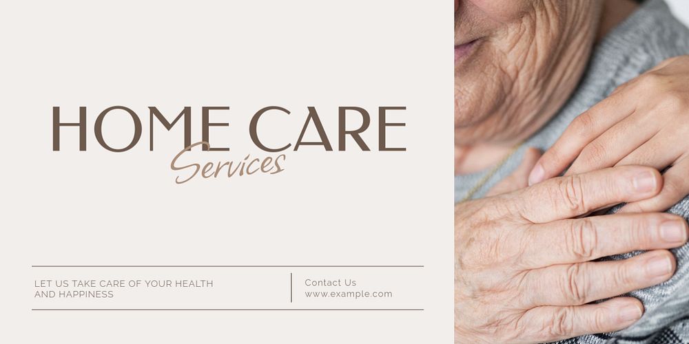 Home care services Twitter ad template, editable text & design