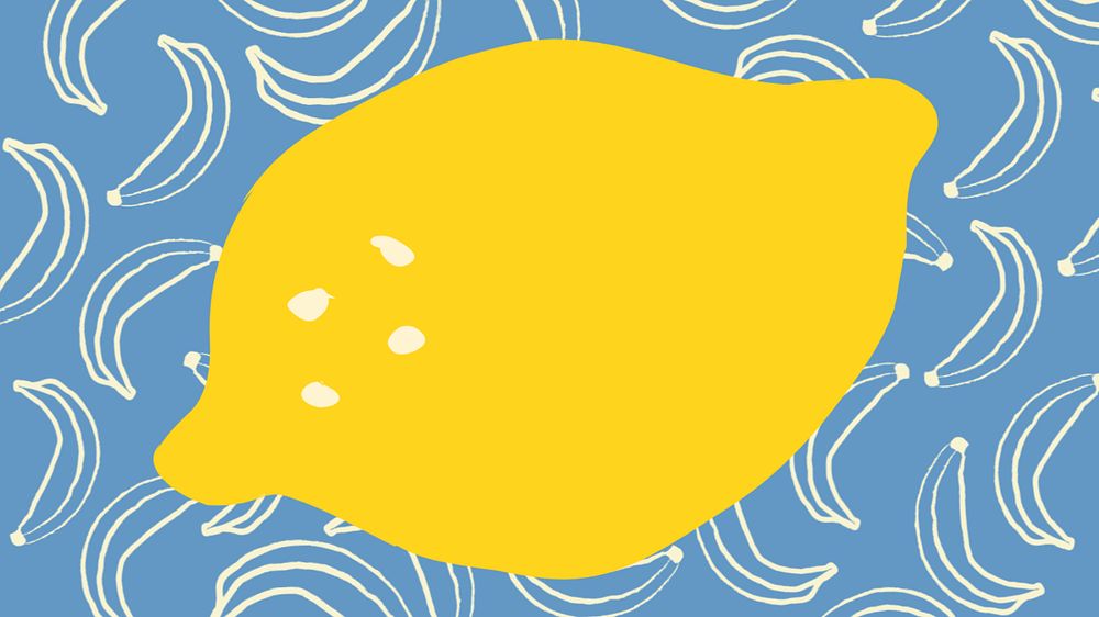 Lemon doodle desktop wallpaper, HD wallpaper, cute fruit illustration, editable design