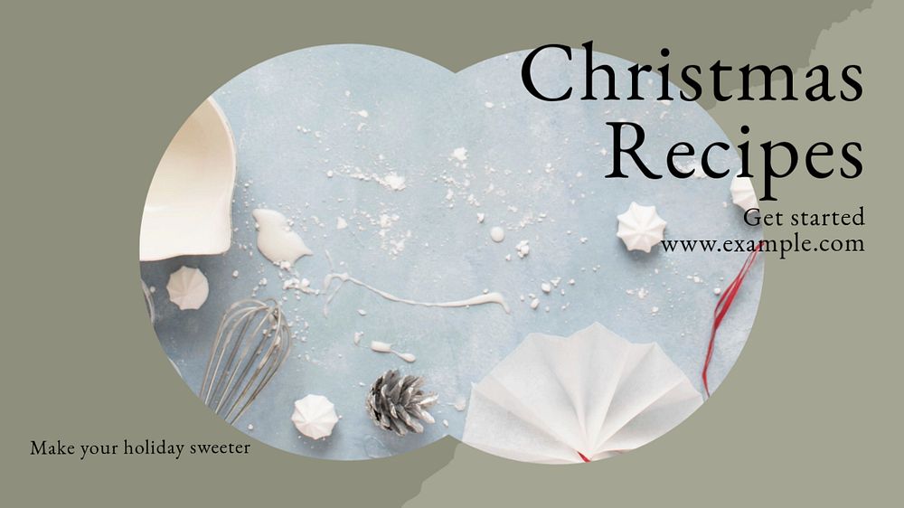 Christmas recipe blog banner template, editable text & design