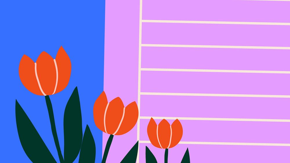 Spring desktop wallpaper, tulip flower border frame, editable design