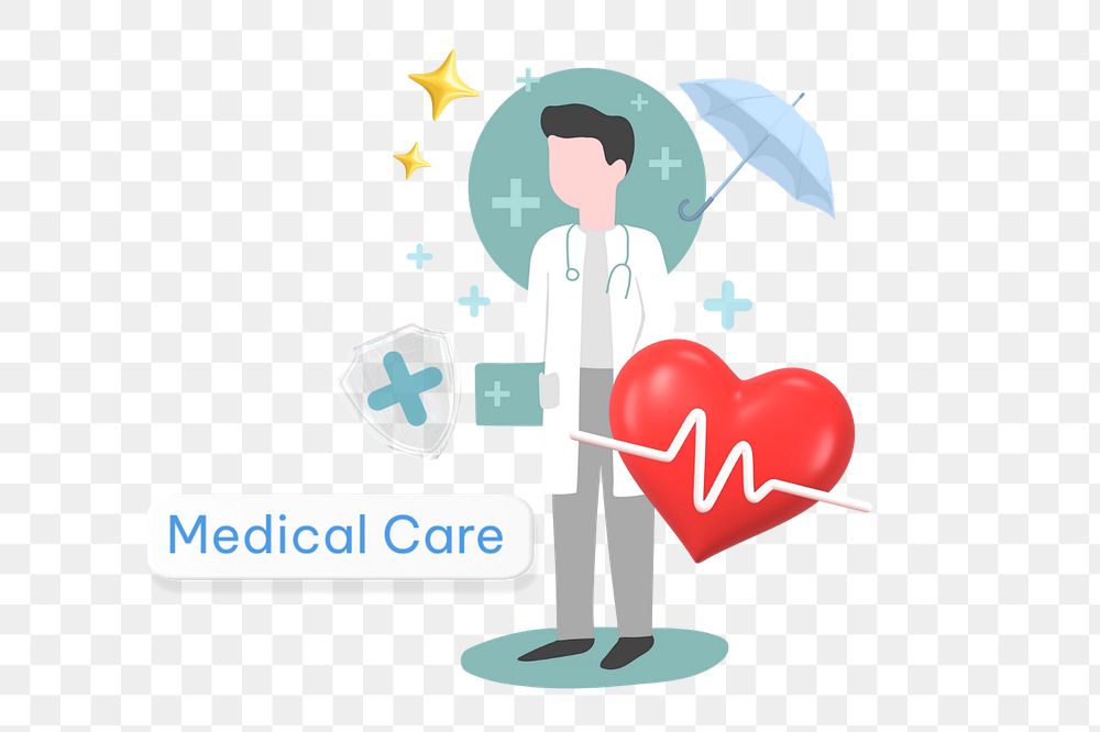 Medical care png word, healthcare remix