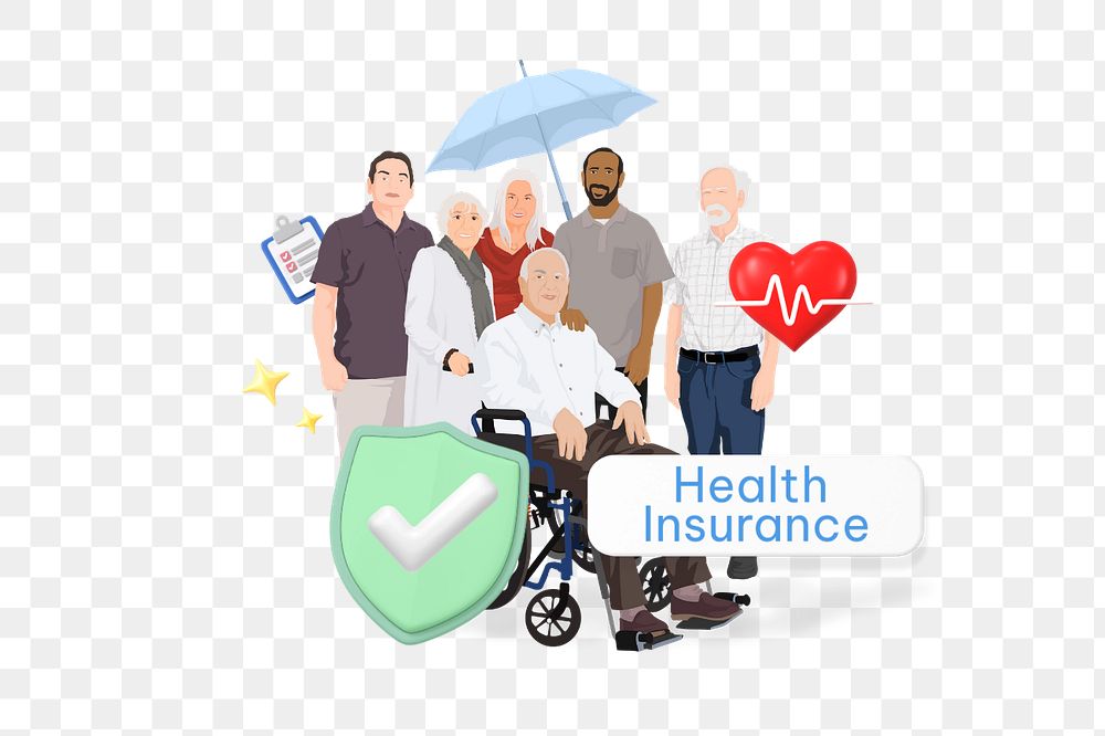Health insurance png word, healthcare remix