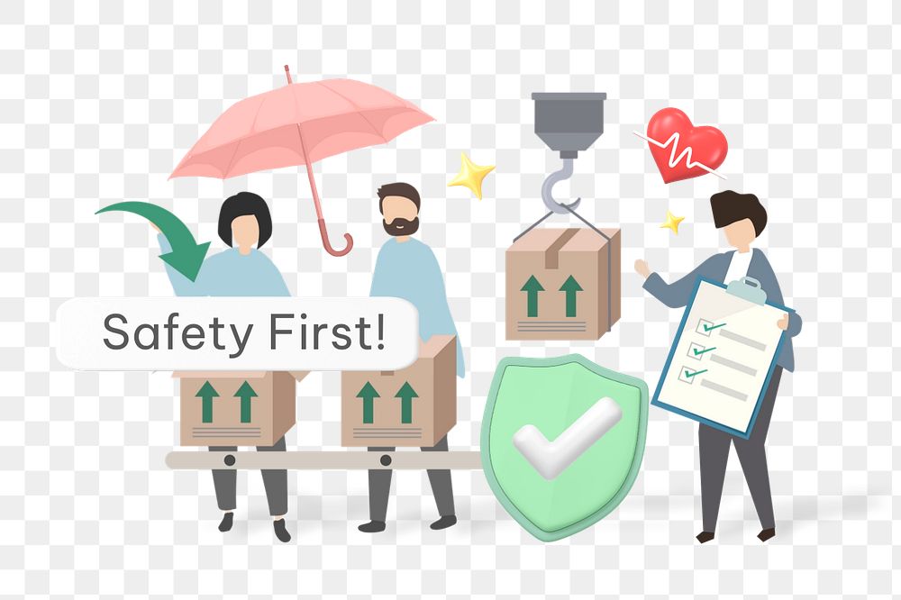 Safety first png word, security & protection remix