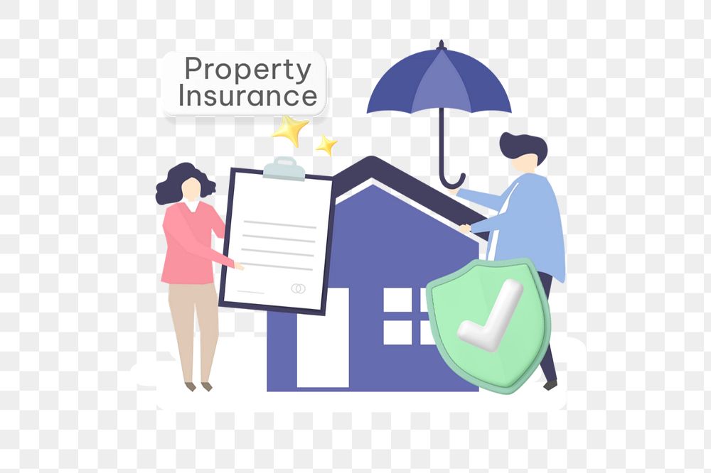 Property insurance png word, security & protection remix