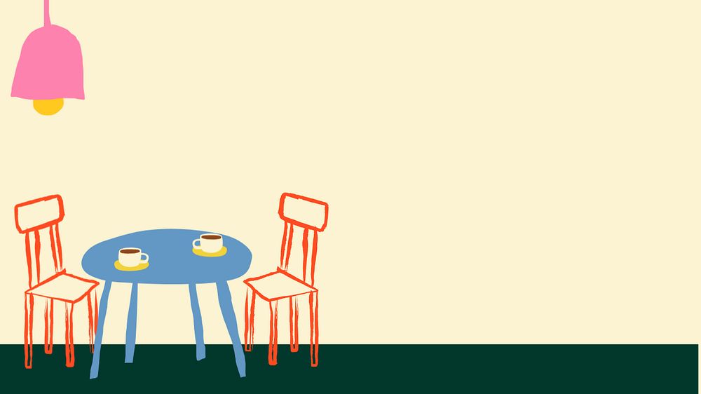 Aesthetic dining corner HD wallpaper, furniture doodle background, customizable design