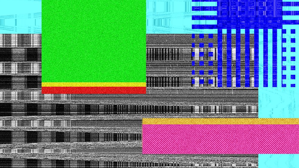 VHS glitch HD wallpaper, distortion effect background, editable design