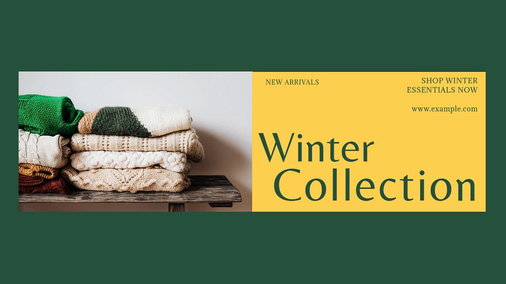 Winter collection blog banner template, editable text & design