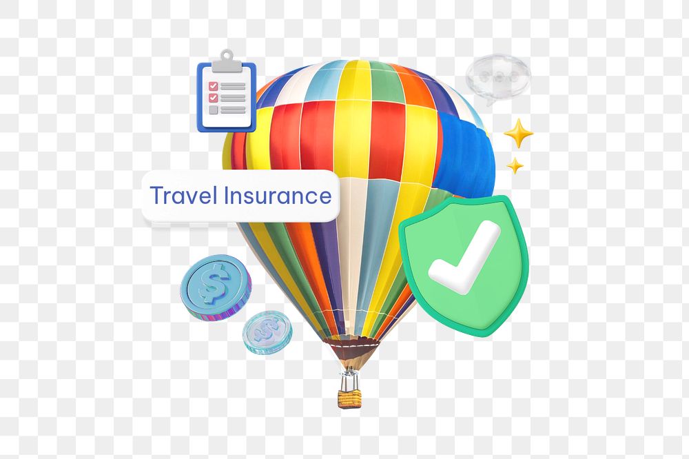 Travel insurance png word, security & protection remix