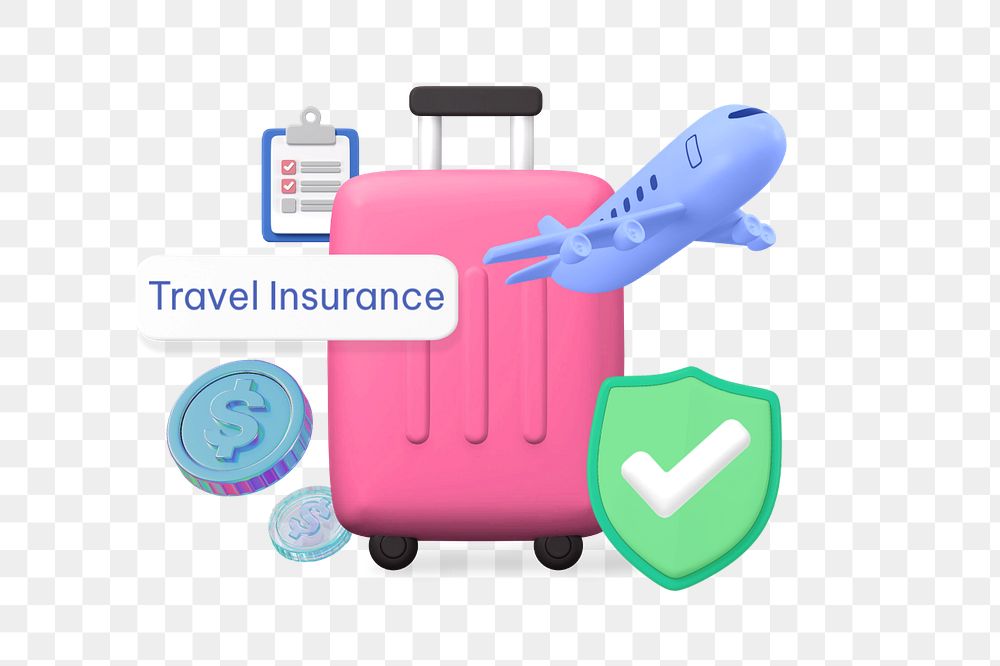 Travel insurance png word, security & protection remix