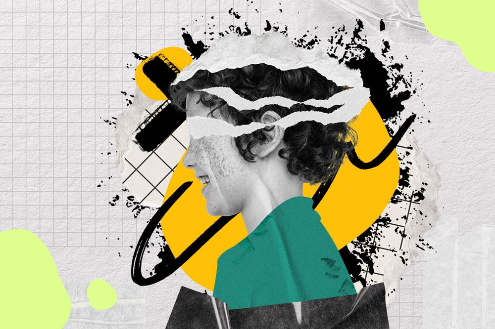 Mental health, urban street, editable design