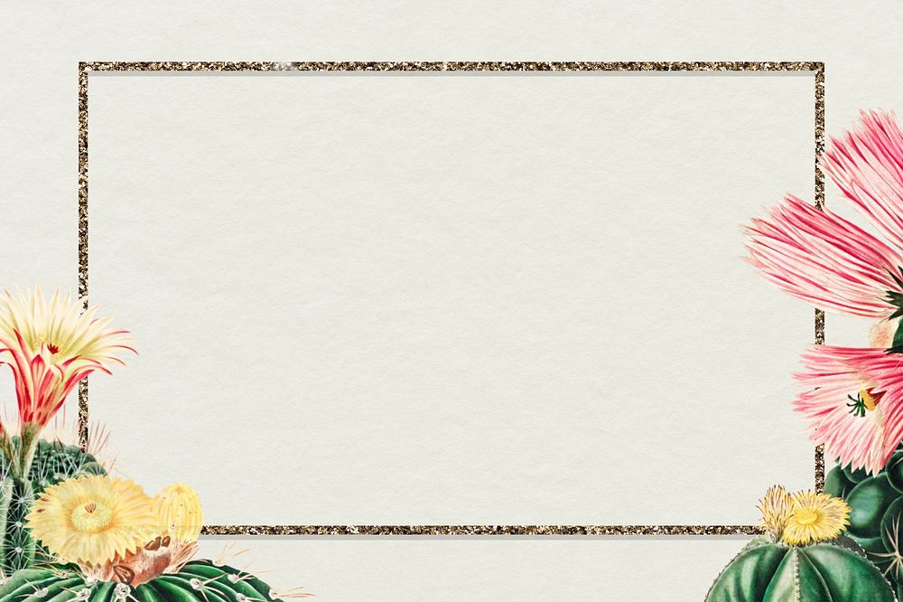 Cactus illustration border frame, editable botanical design