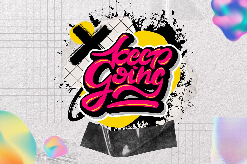 Keep going word, urban street typography, editable design