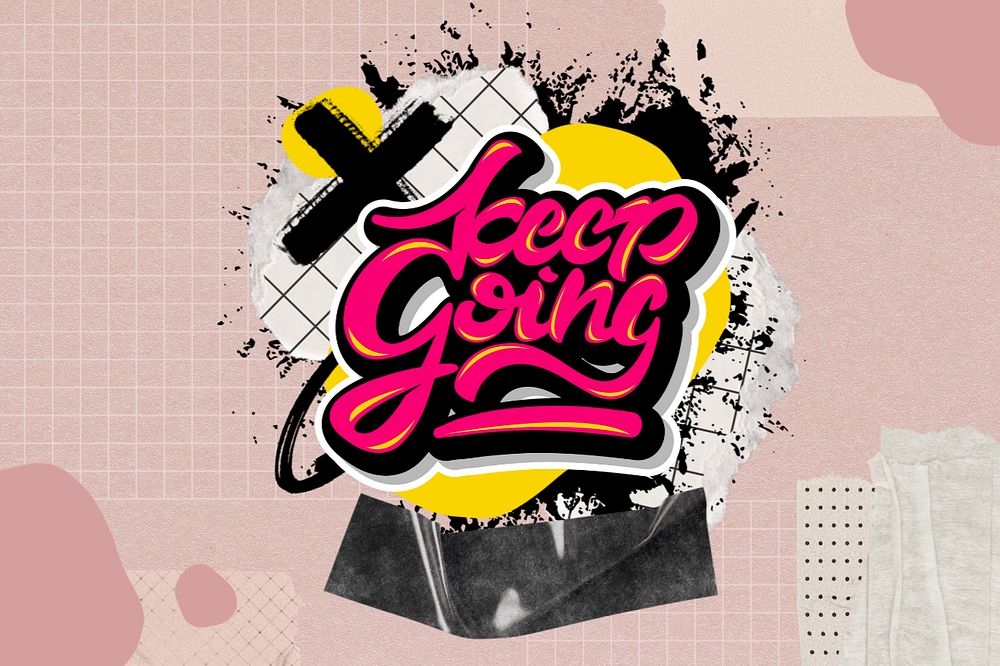 Keep going word, urban street typography, editable design