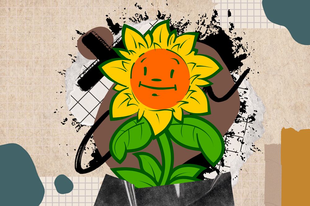 Cute sunflower, urban street, editable design