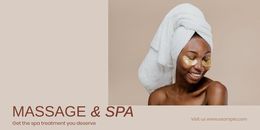 Massage & spa Twitter ad template, editable text & design