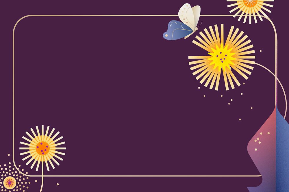 Purple flat dandelion floral background, editable design