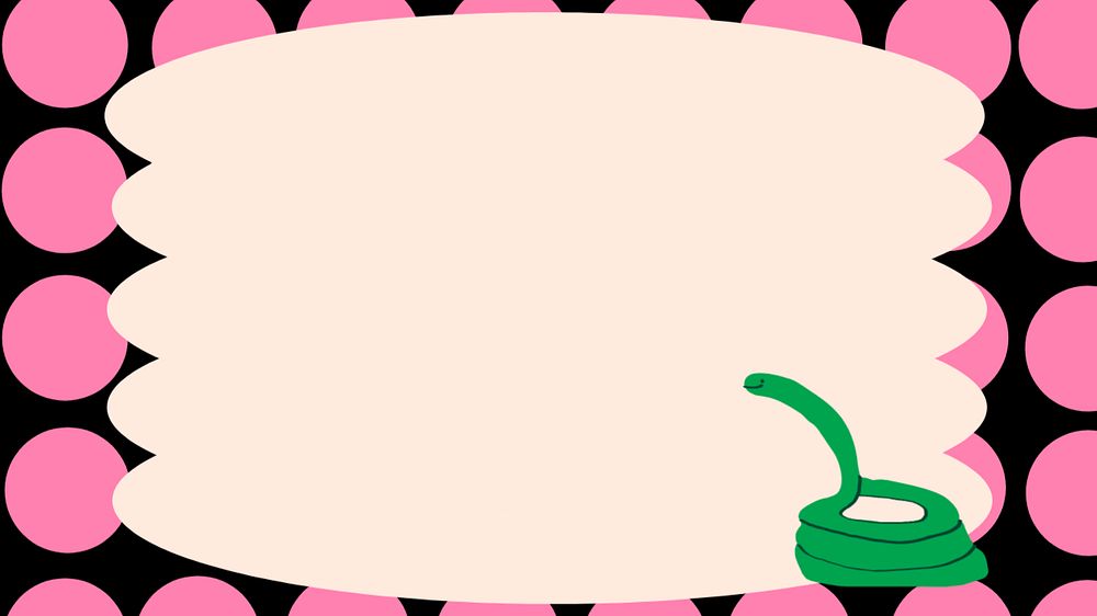 Black funky frame desktop wallpaper, cute snake doodle, HD wallpaper, editable design