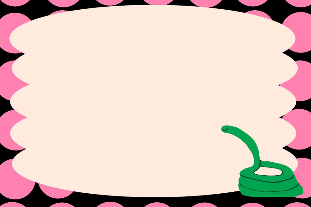 Black funky frame background, cute snake doodle, HD wallpaper, editable design