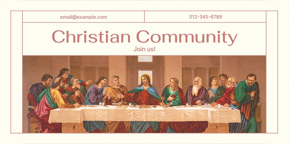 Christian community Twitter ad template, editable text & design