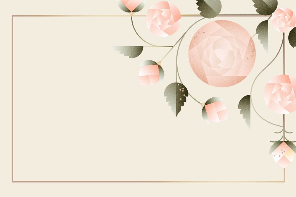 Beige geometric rose floral background, editable design