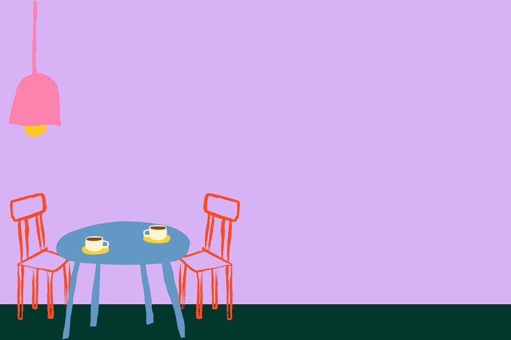 Aesthetic dining corner background, furniture doodle border, editable design