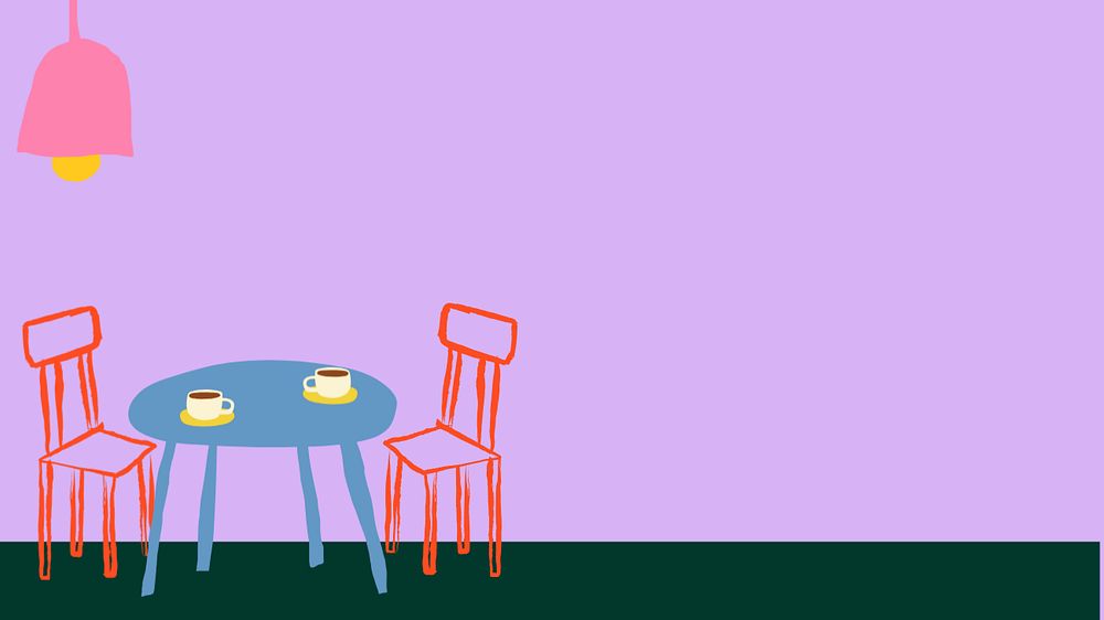 Aesthetic dining corner desktop wallpaper, furniture doodle background, customizable design