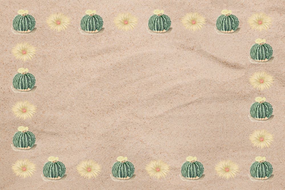 Cactus illustration border frame, editable background design