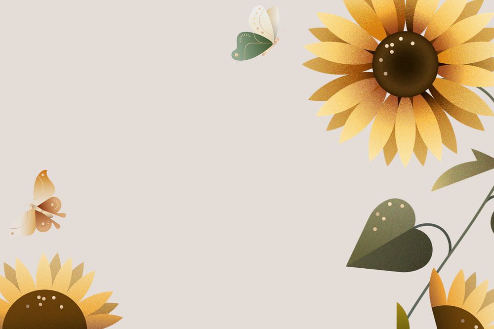 Brown geometric sunflower floral background, editable design