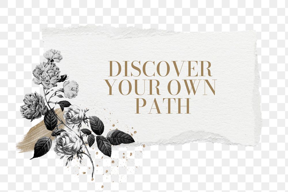 Discover your path png quote, aesthetic flower collage art, editable design