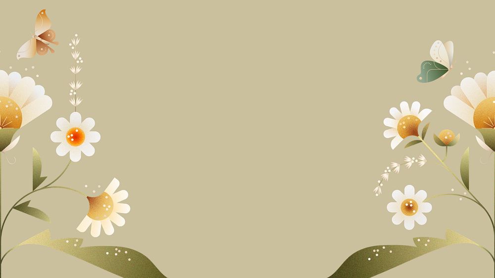 Beige daisy floral computer wallpaper, editable design