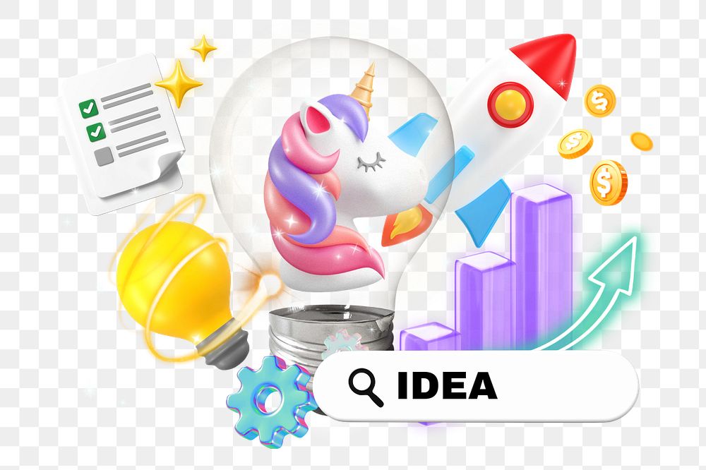 Idea, editable business word 3D remix