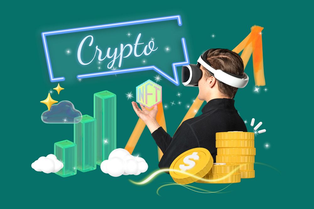 Crypto, editable business word 3D remix