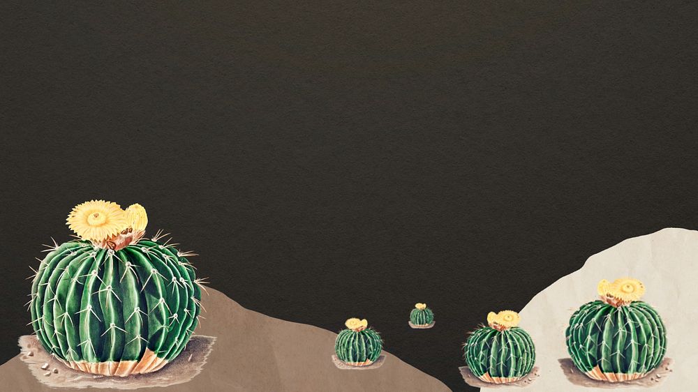 Cactus illustration desktop wallpaper, editable design