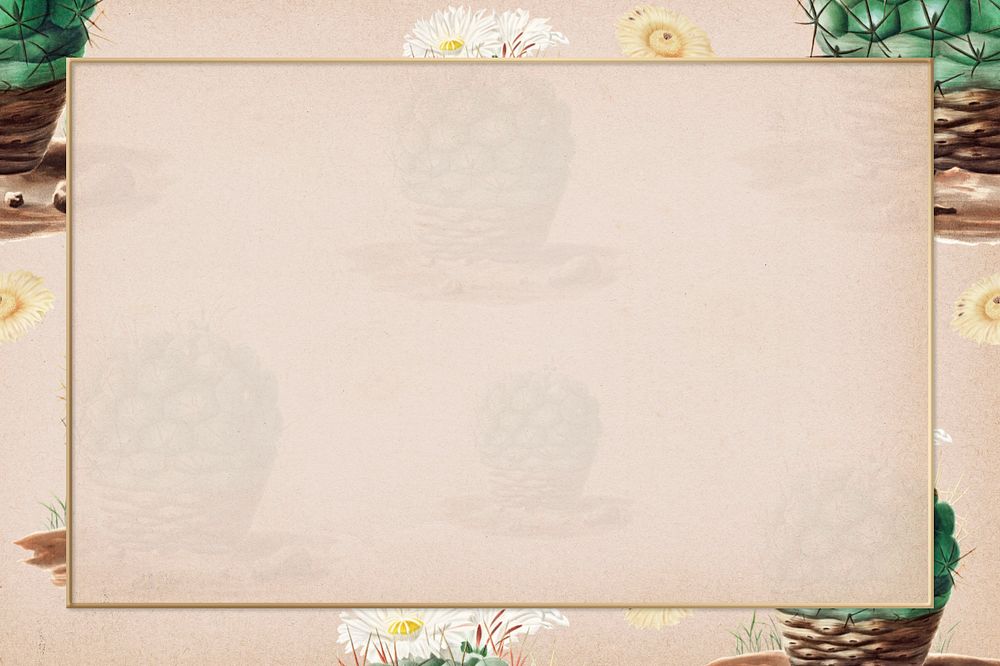 Vintage cactus border frame, editable botanical design