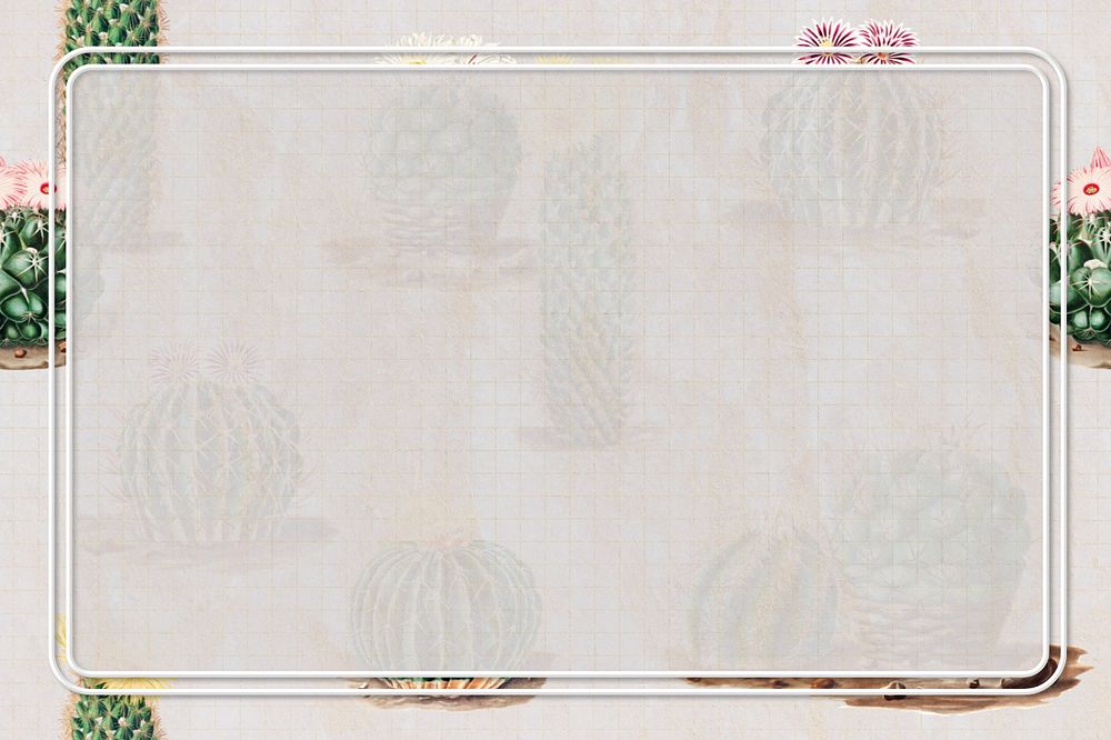 Cactus illustration border frame, editable botanical design