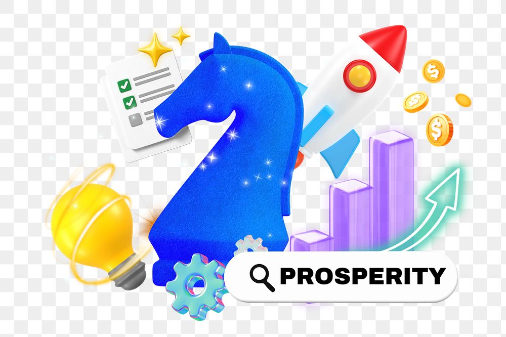 Prosperity, editable business word 3D remix